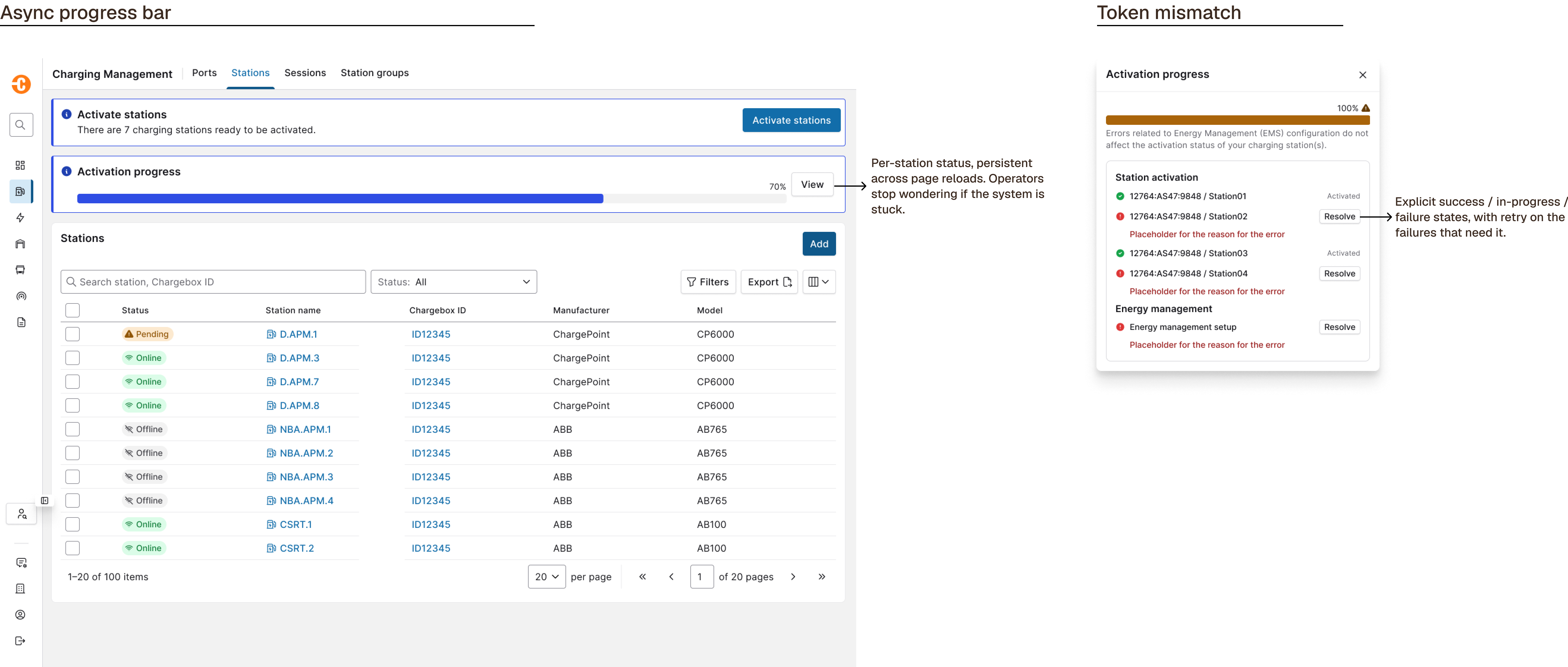 Async activation progress, so a long-running activation reads as progress, not a frozen screen.