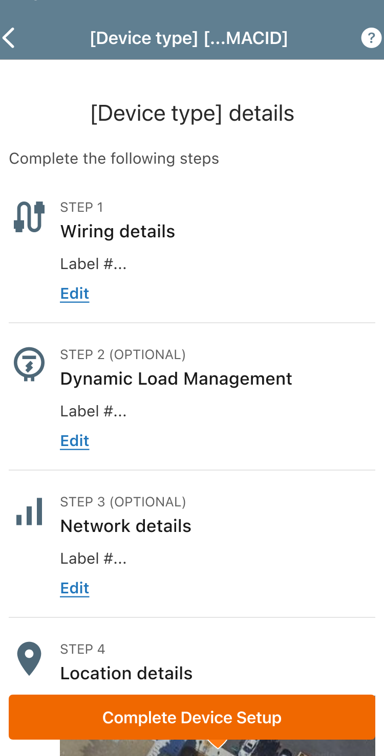 Config: device configuration captured in the field, step by step.